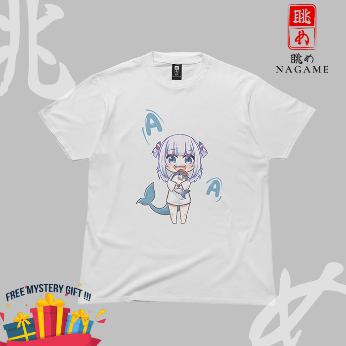 Kaos Baju T-Shirt Anime Vtuber Gawr Gura Hololive 'A' Cotton Combed 24s Murah Free Mystery Gift Gach