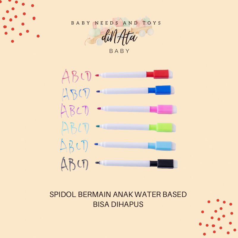 

[ DINATA Baby ] 1SET 8PCS SPIDOL WARNA WARNI + PENGHAPUS TERMURAH / SPIDOL WATER BASED WIPE & CLEAN