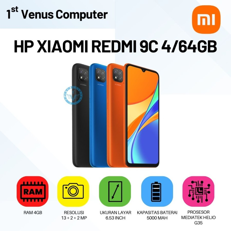 XIAOMI REDMI 9C / HANDPHONE HP REDMI 9C 4/64GB RESMI ORI / XIAOMI-03