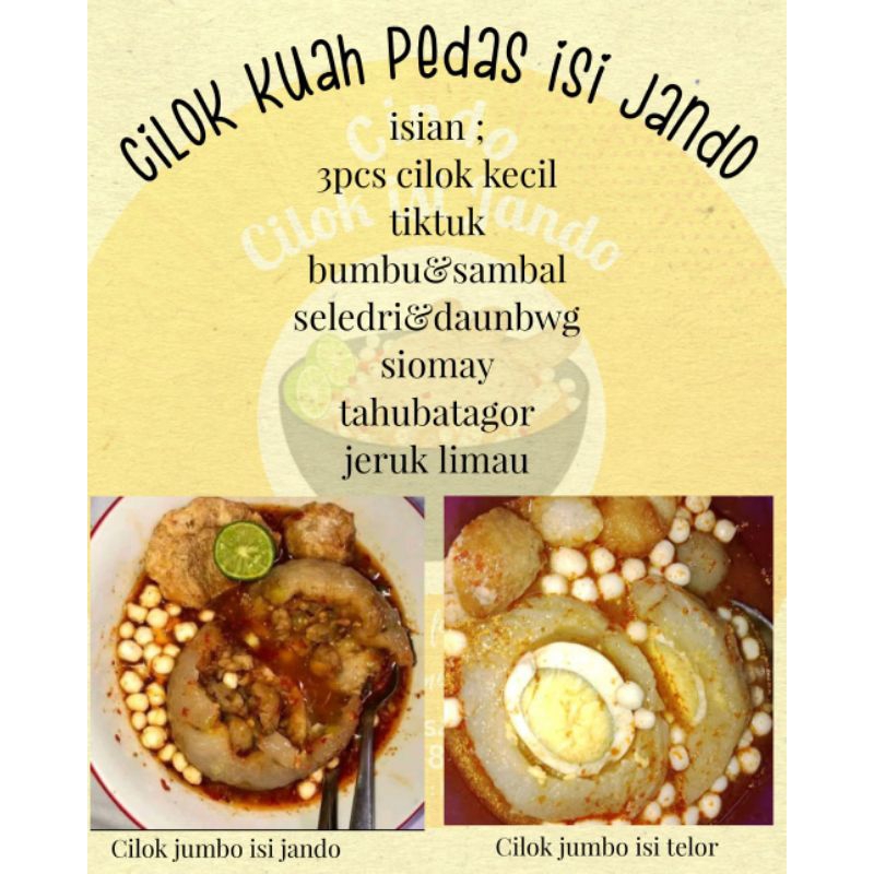 

CILOK PEDAS ISI TETELAN JANDO SAPI / TELOR