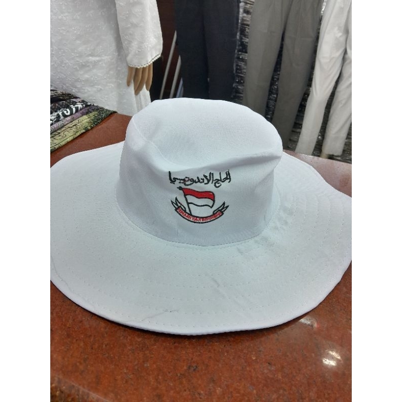 TOPI BUNDAR HAJI UMRAH // TOPI BULAT BERLOGO JEMAAH HAJI UMRAH INDONESIA / TOPI BUNDAR PRIA DAN WANI