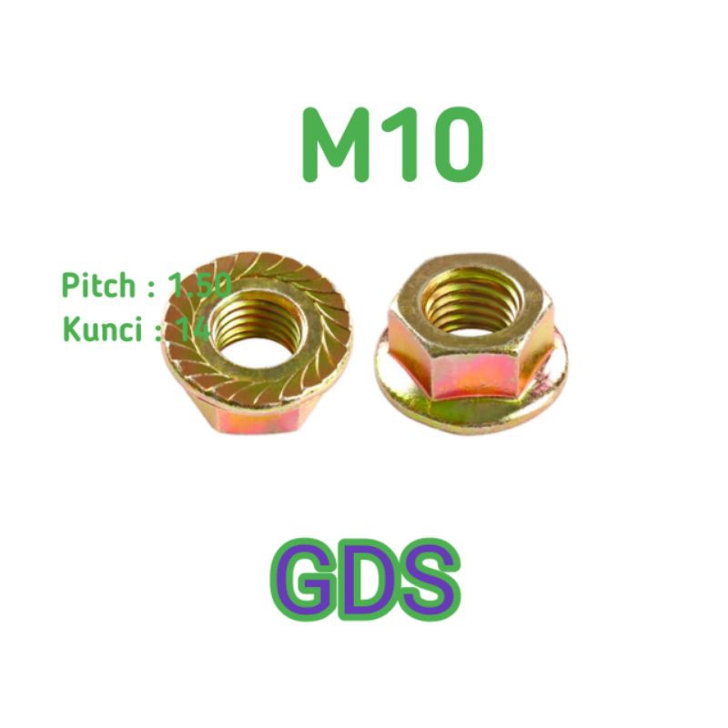 Mur Flange Kuning M10 / Flange Nut Kuning M10