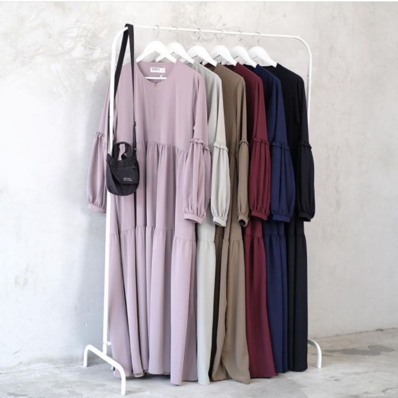 [ BEST SELER ] Baju Gamis Remaja Dewasa Zakia Midi Dress Busui Cringkel Premium Imfort M XL Rempel F