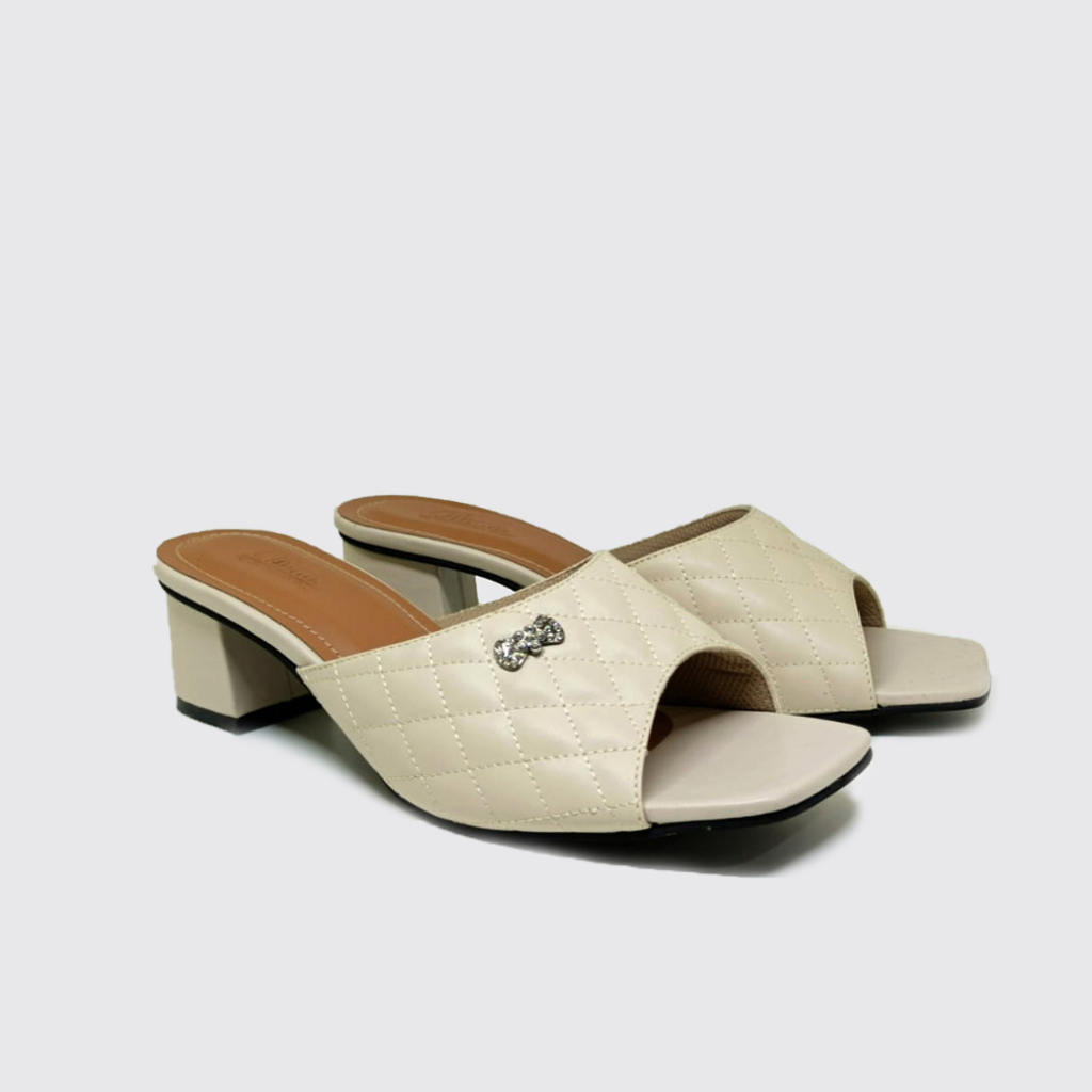 Sandal Heels Wanita (Big Size 40-41-42-43-44-45) Sendal Pesta Ibu2 Ukuran Kaki Jumbo Besar Selop Cre