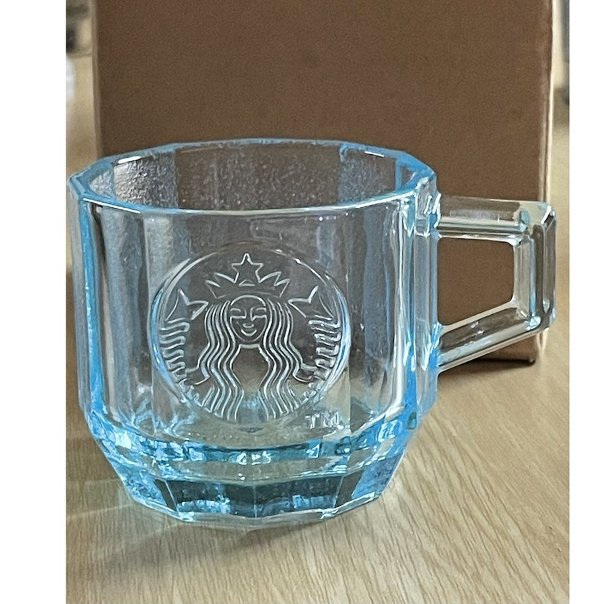 Mini Mug Starbucks Clear Blue Transparent Glass Mug Starbucks Unik