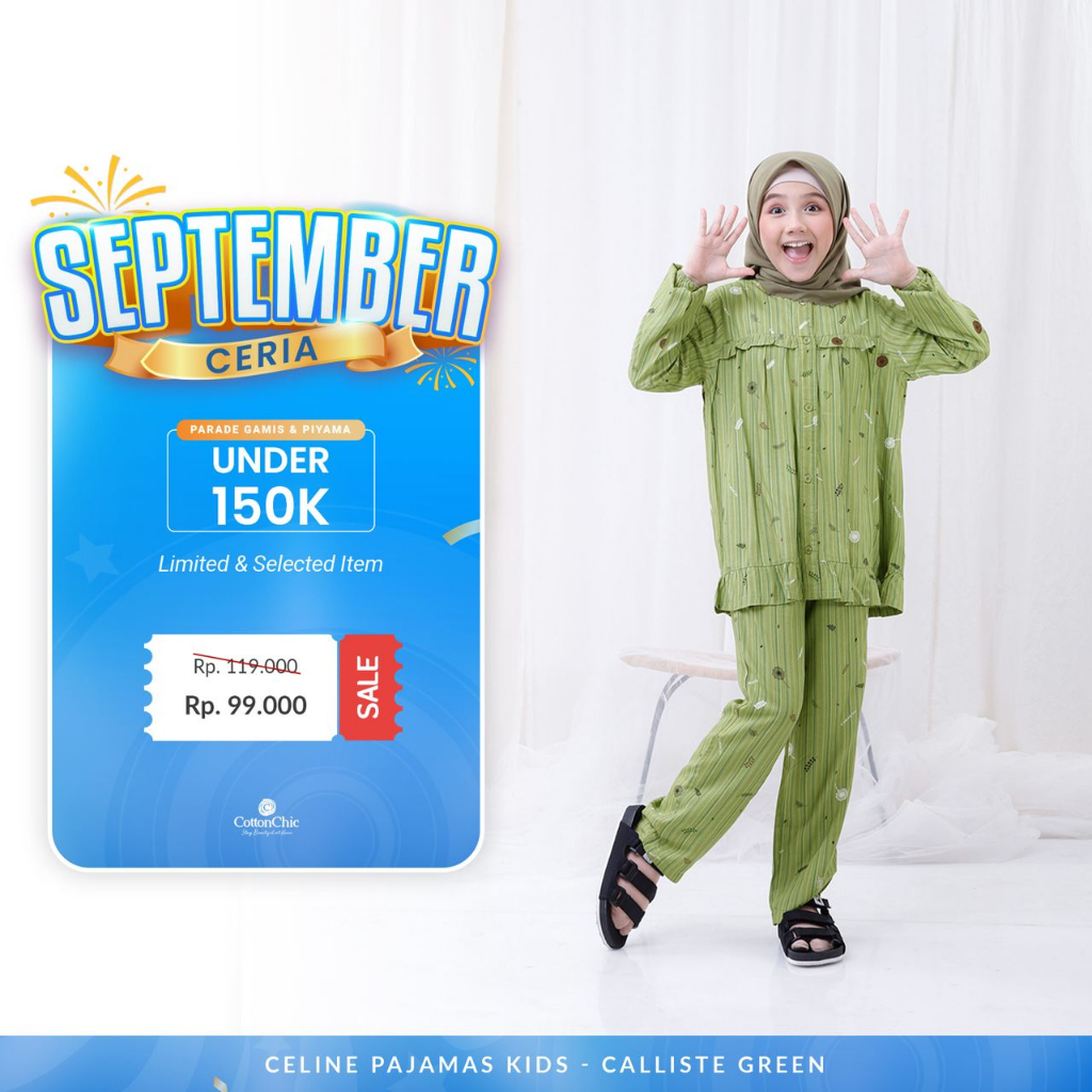 Baju Piyama Anak Celine by CottonChic / Baju Tidur Anak Perempuan / Baju Promo September