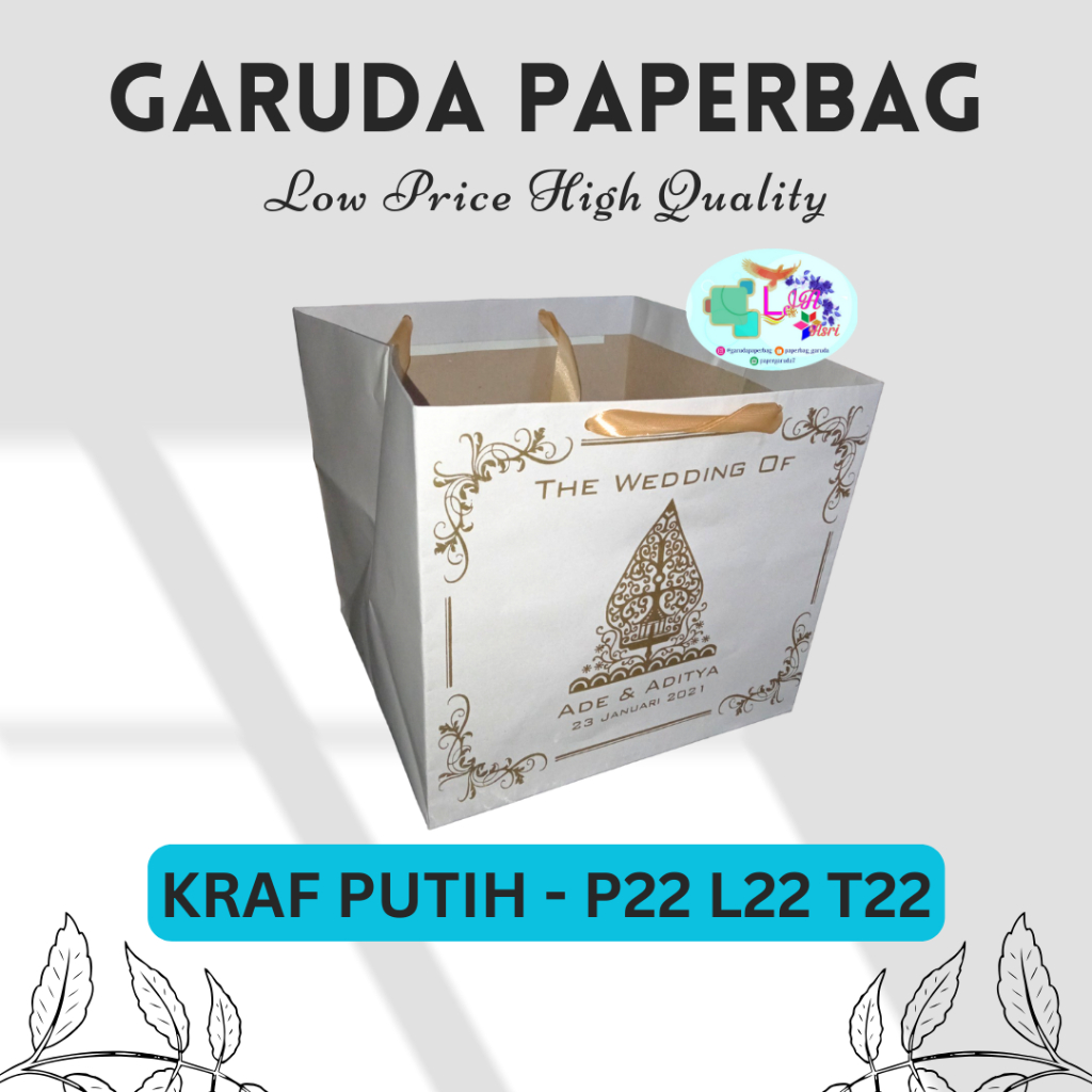 

Paperbag Murah, Paperbag Kotak Nasi Box 22x22 Bahan Kraf Putih