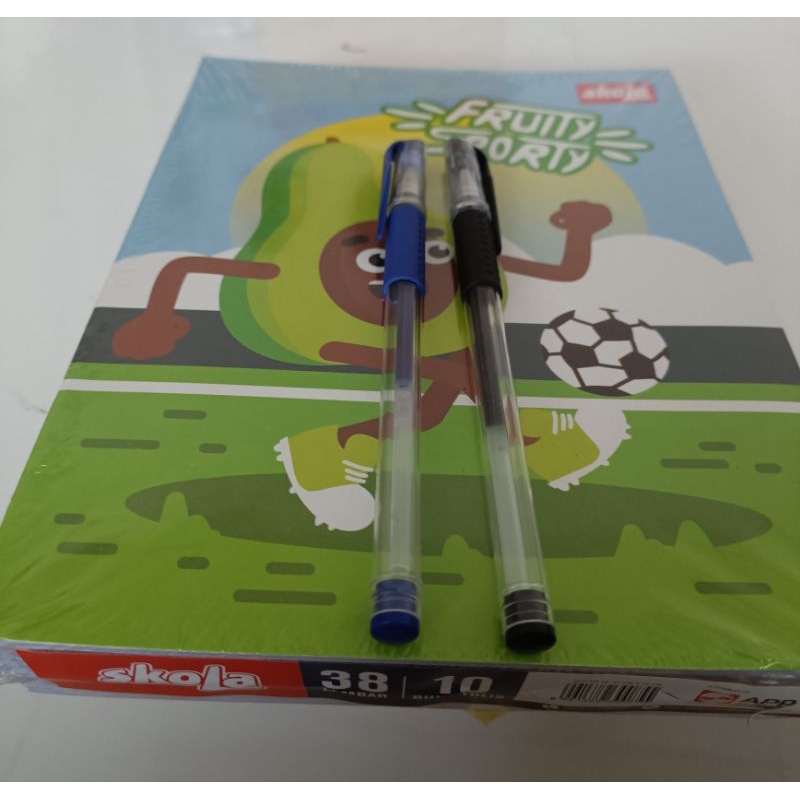 

Buku tulis SKOLA isi 38lbr ( 5pcs + 2 pen Gel)