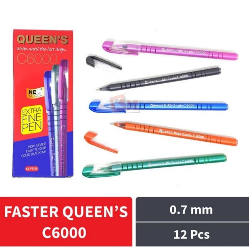 

BOLPEN FASTER HITAM QUEEN'S C600 ISI 12