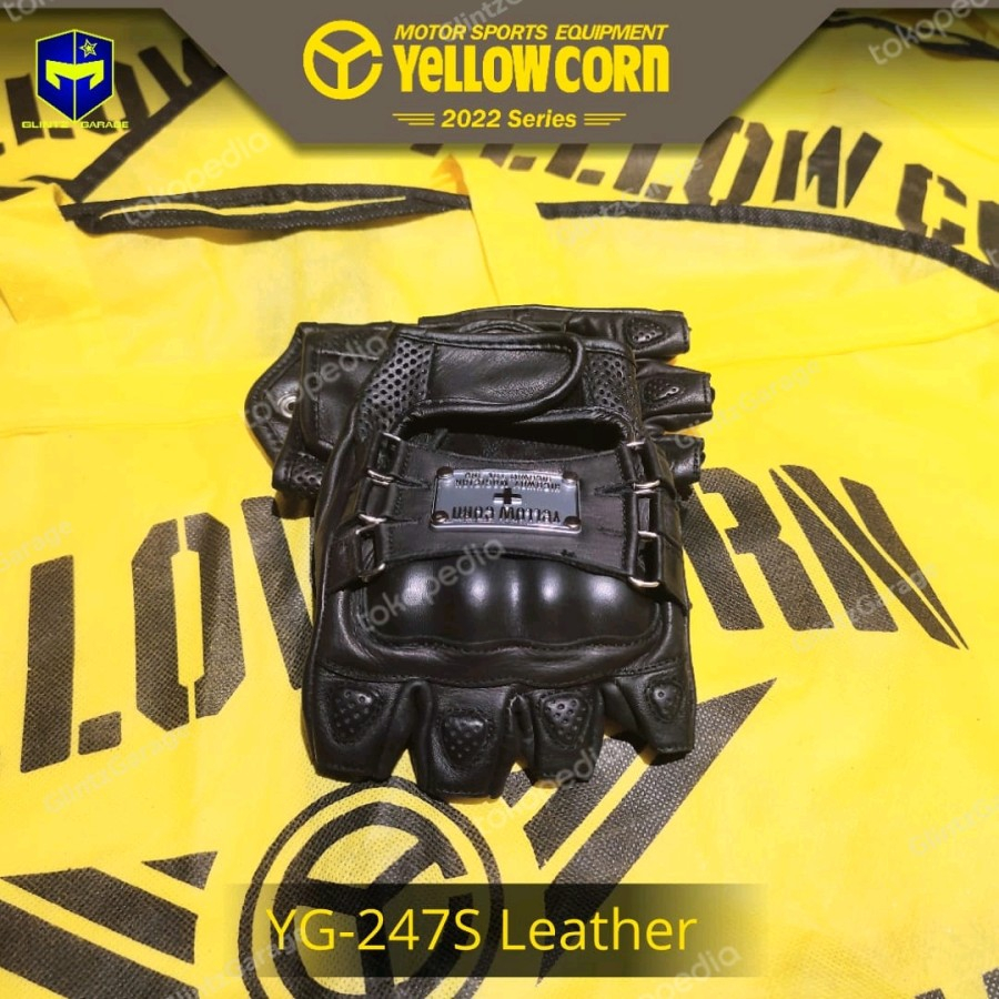 YELLOW CORN GLOVE YG 247S | SARUNG TANGAN MOTOR KULIT | HALF GLOVE