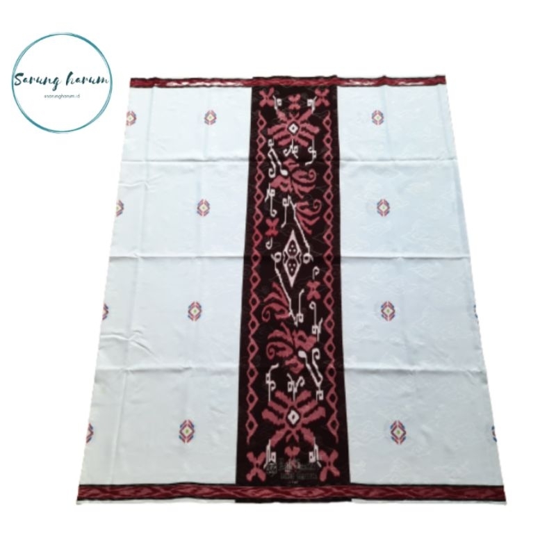 Sarung - Sarung bali lestari - Putih tumpal maroon