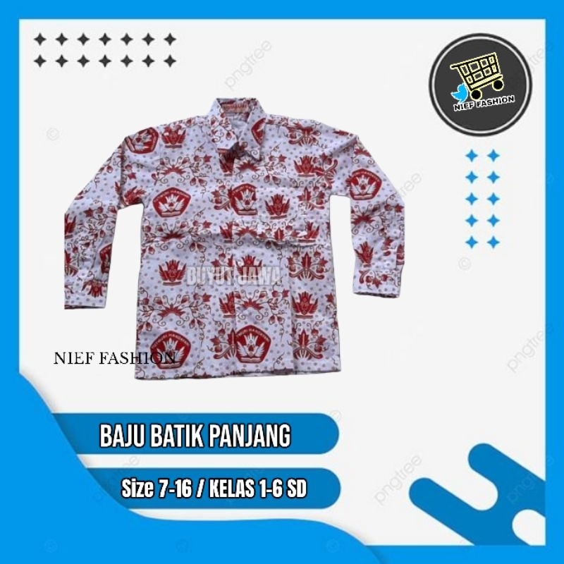 seragam sekolah batik lengan panjang sekolah dasar kls1-6ad