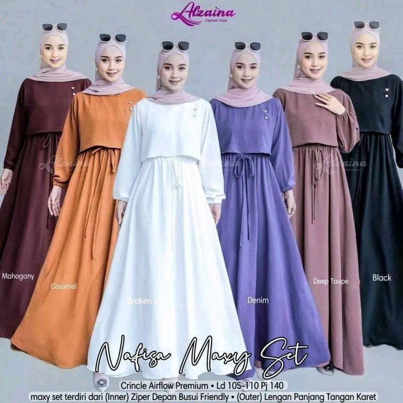 GAMIS NAFISA MAXY SET 2IN1/GAMIS ROMPI CRINGKLE