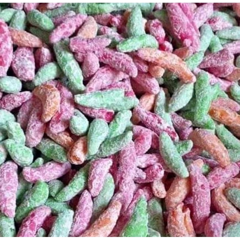 

Getas Rainbow panjang/ getas donat warna warni 200gr Jajanan Jadul