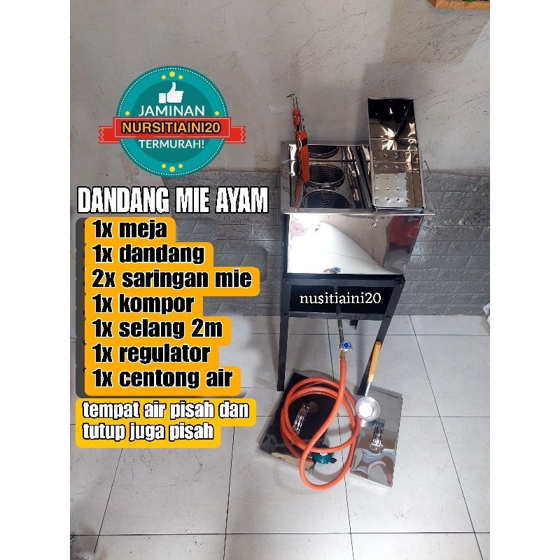 DANDANG MIE AYAM 2 LUBANG SEKAT LENGKAP MEJA SARINGAN/ PANCI MIE/ DANDANG PENTOL BAKSO
