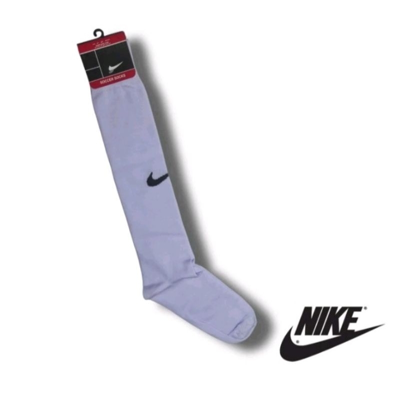 ( 1 lusin )  kaos kaki bola Nike hitam dan putih polos panjang selutut pria dewasa bahan cotton span