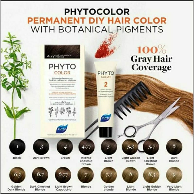 Phyto Color, Permanent DYE Hair Color with Botanical Pigments