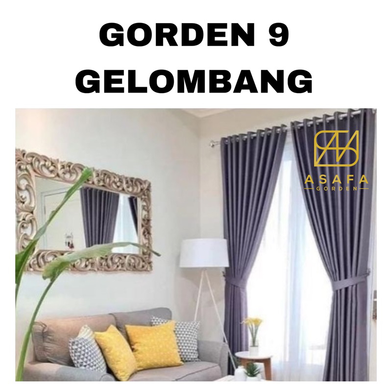 9 GELOMBANG GORDEN POLOS EMBOS SAFRON BAHAN BLACKOUT HORDENG PINTU JENDELA