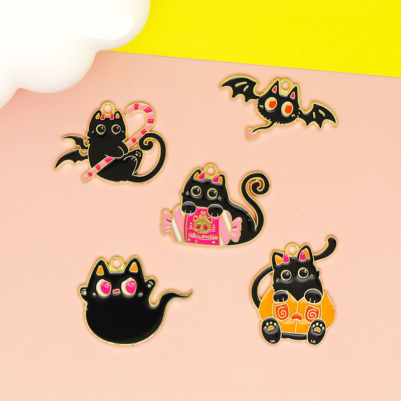 1 pcs Charm Enamel Epoxy CAT HALLOWEEN