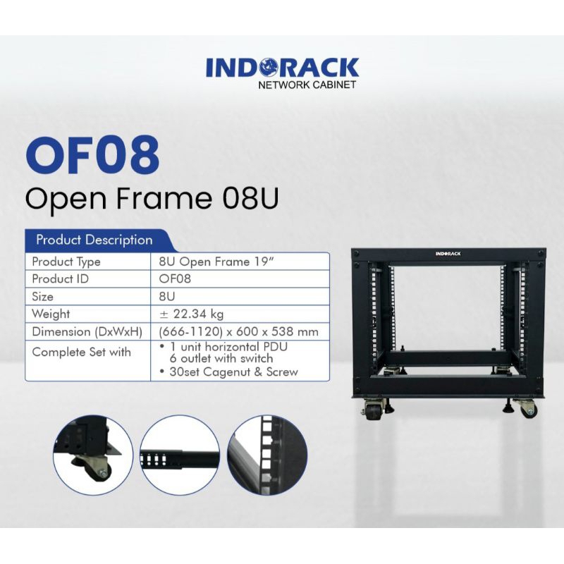OF08 8U OPEN FRAME RACK INDORACK