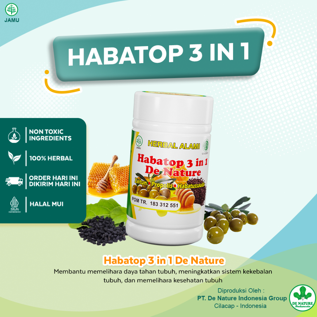 Habatusauda Herbal Jintan Hitam Habatop 3 IN 1 De Nature Kapsul Obat Berbagai Penyakit, Pelancar Met