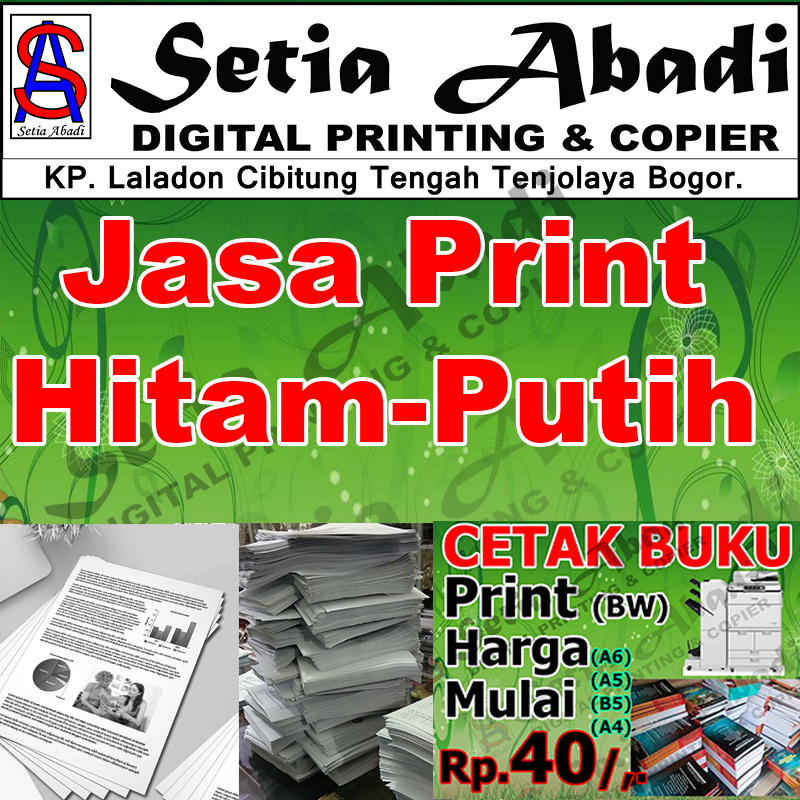 

Jasa Print Hitam Putih / Cetak Buku isi Hitam Putih
