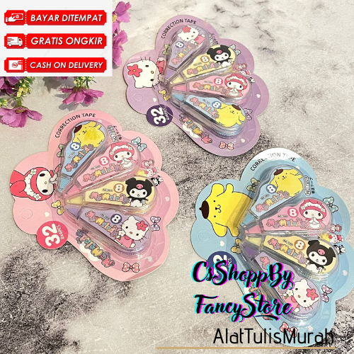 

CORRECTION TAPE Sanrio Isi 4pcs Tipe x Roll Murah Alat Tulis Sekolah Bisa Cod