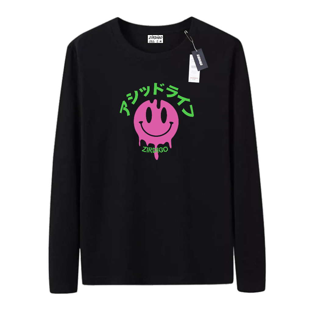 Zirdigo Baju Kaos Distro Smile Japan Lengan Panjang Print Quality