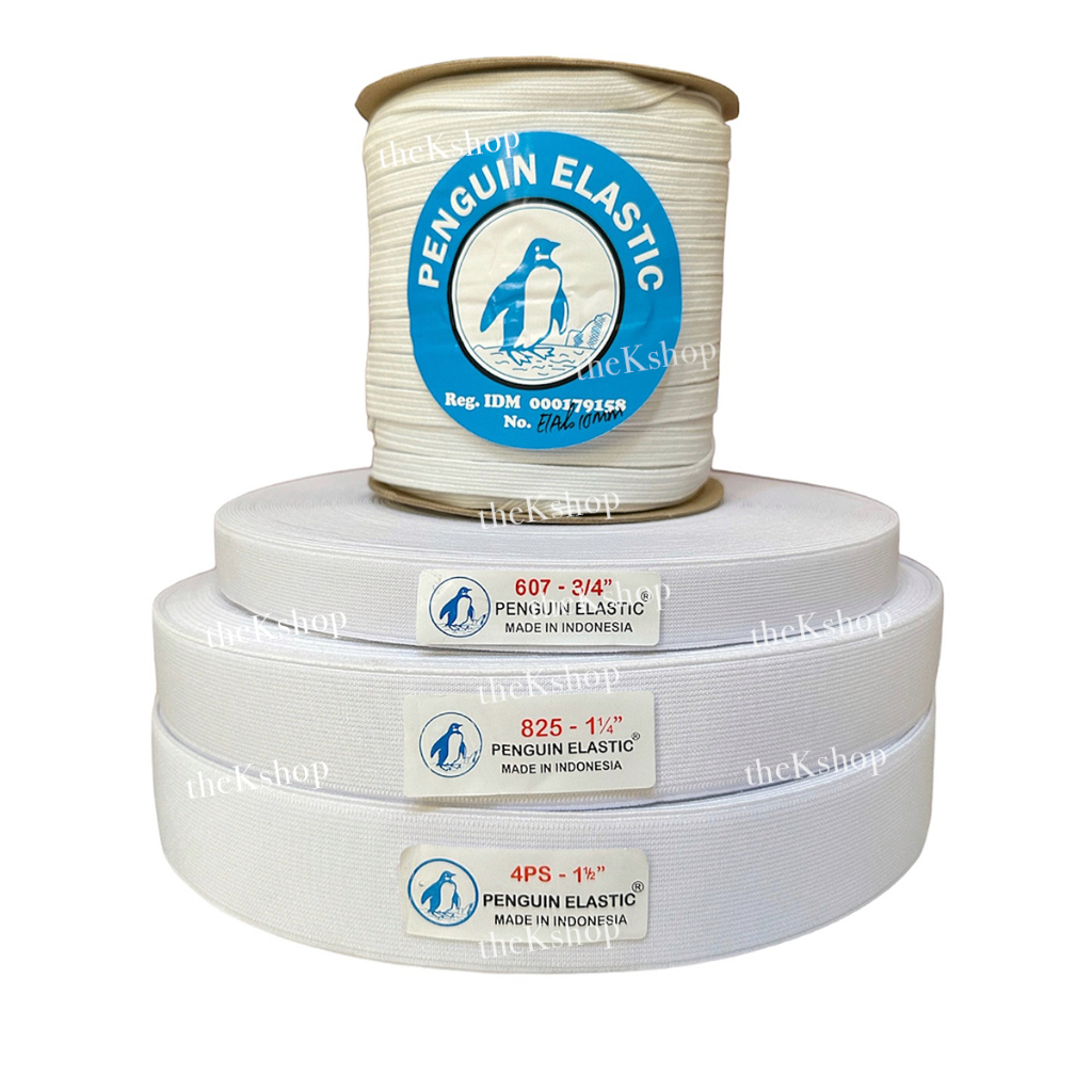 (Per Meter) Karet Elastis Penguin Kualitas Bagus Tebal / Karet Celana Rok Kolor Karet Jahit Ban Ping