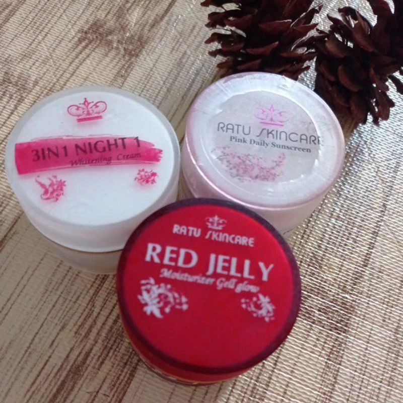 Paket Ratu Skincare Paket Hemat Mantul Ratu Pink Daily Sunscreen Ratu 3 in 1 Night Cream Ratu Red Je