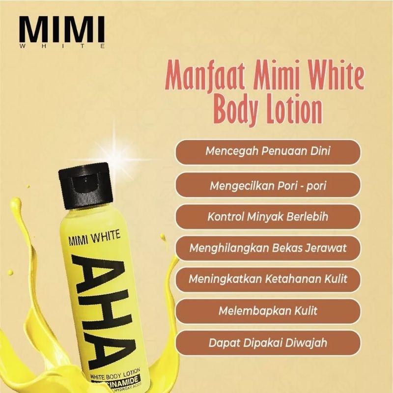 Ready kalimantan BPOM MIMI WHITE AHA BODY LOTION 100ML