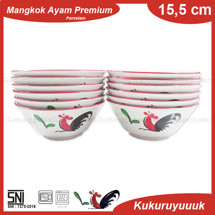 (12 PCS) Mangkok Ayam Premium/Mangkok Ayam Jago/Mangkok Ayam/Mangkok Bakmi