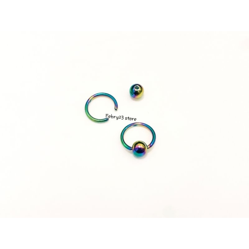 Ball 4mm Anting Piercing Bandulan Mini Tusuk Tindik Barbel Pelangi Titanium Pria & Wanita