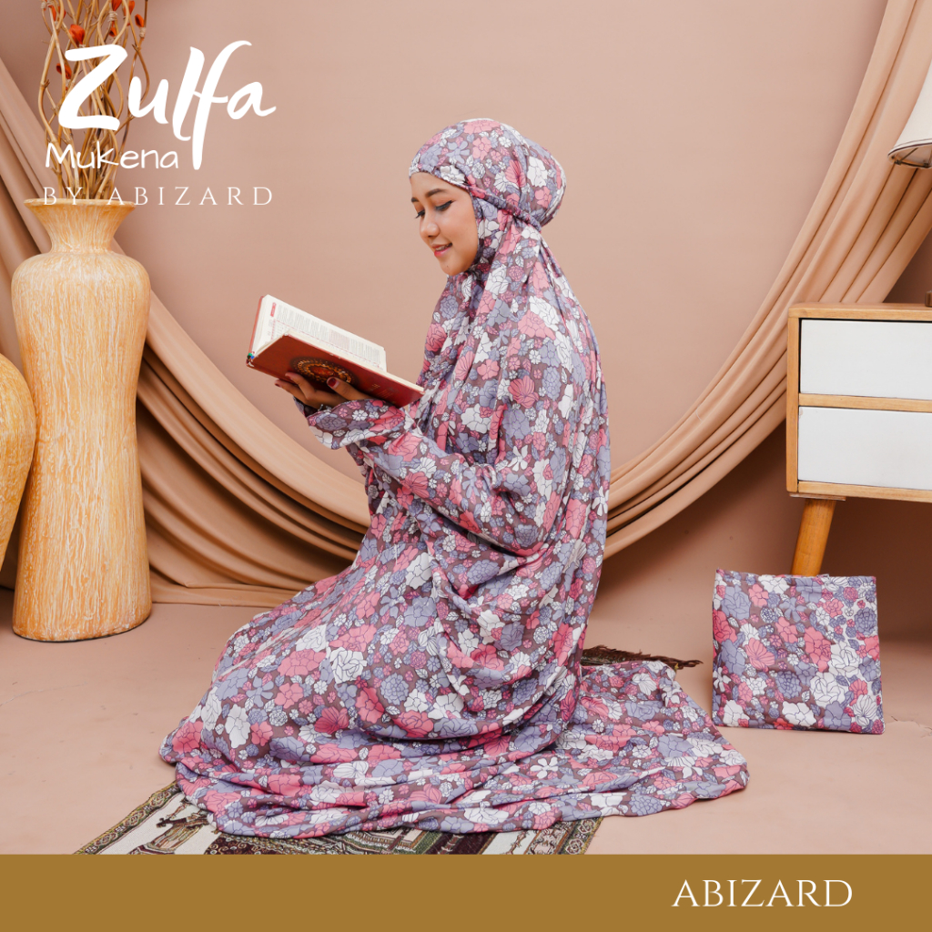 Abizard Mukena Terusan Dewasa Travel Motif ZULFA Muslim Ukuran Dewasa Nyaman Adem