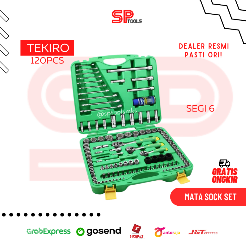 KUNCI SOCK SOK SHOCK SET 120PCS TEKIRO DRAT 1/4" 3/8" 1/2" SEGI 6PT BOX PVC