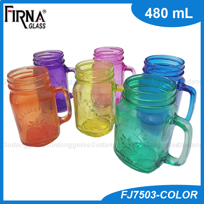 1 SET 6 PCS HARVEST JAR RAINBOW/GELAS HARVEST JAR/DRINKING JAR/MUG JAR HARVEST