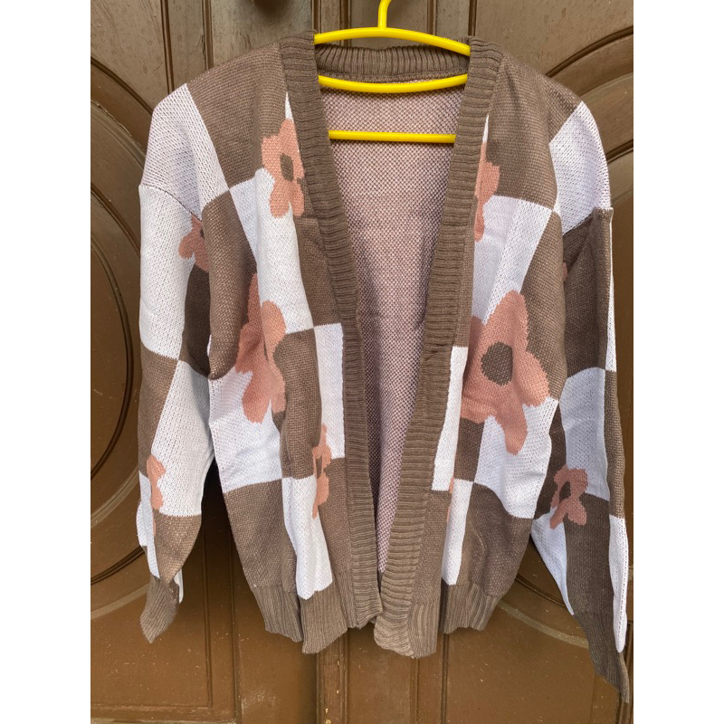 CARDIGAN OUTER RAJUT COKELAT FLOW