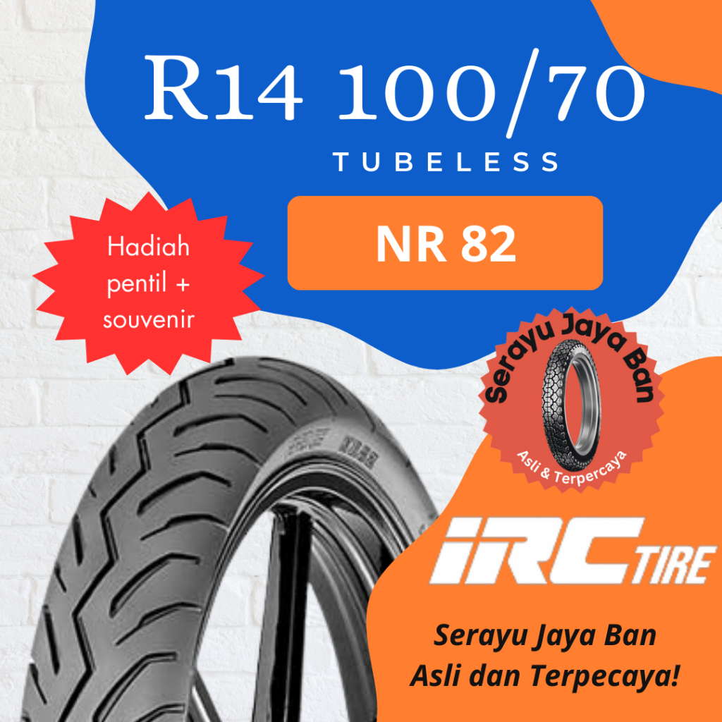 Ban motor IRC ring 14 100/70 NR 82  tubeless