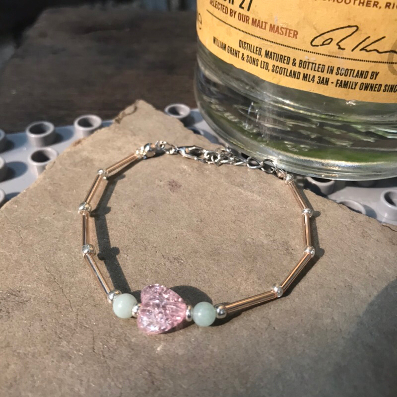 Beads bracelet | gelang manik manik hati pink mix batu alam gelang estetik