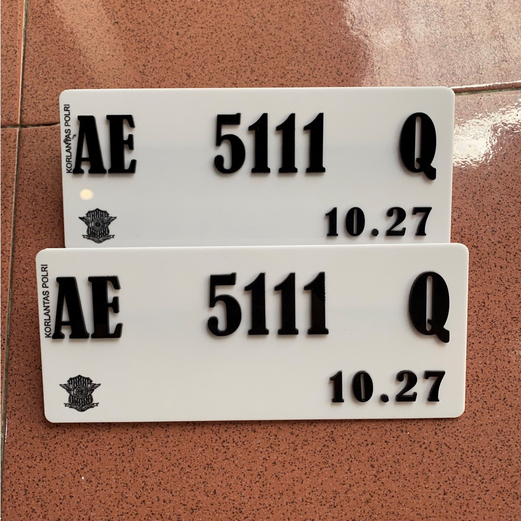 plat nomer timbul akrilik putih