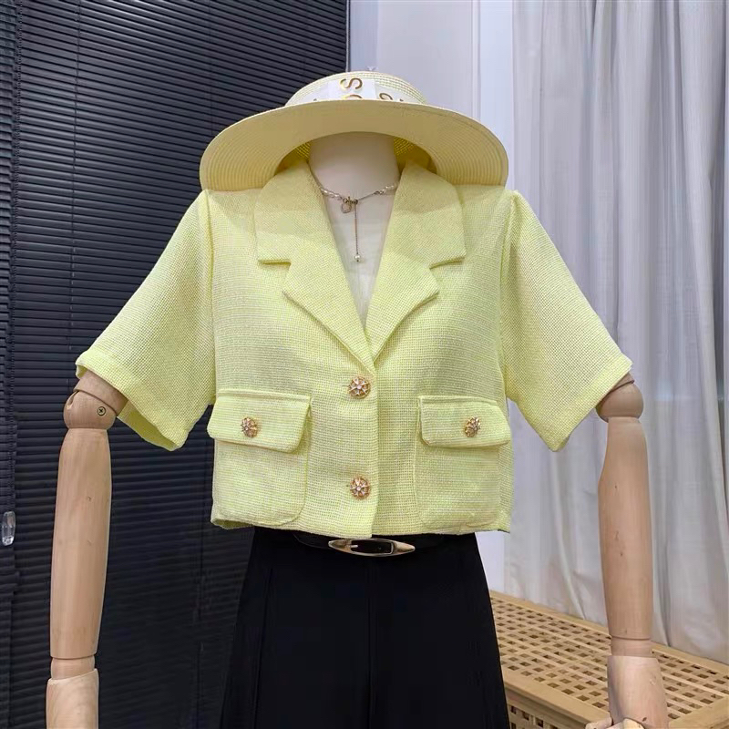 [Enjel.label] crop blazer tweed kuning korea