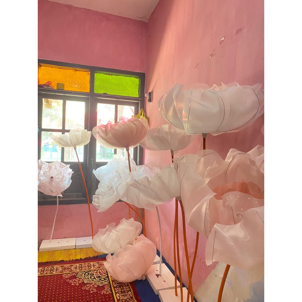 bunga kelopak bunga lampu hias bunga dekorasi giant flower bunga kelopak besar D80 putih