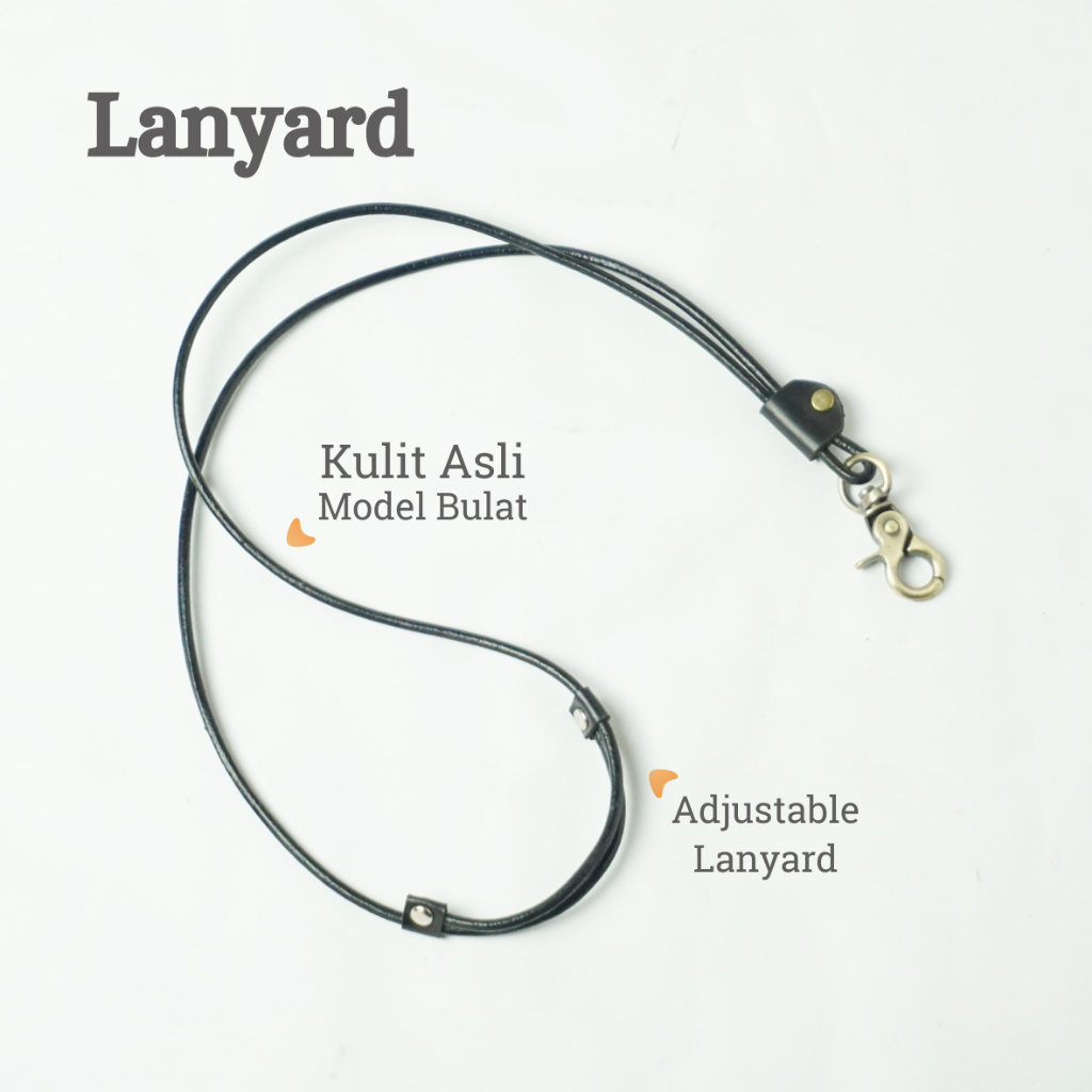 

Lanyard Kalung ID Card Holder Kulit Model Bulat