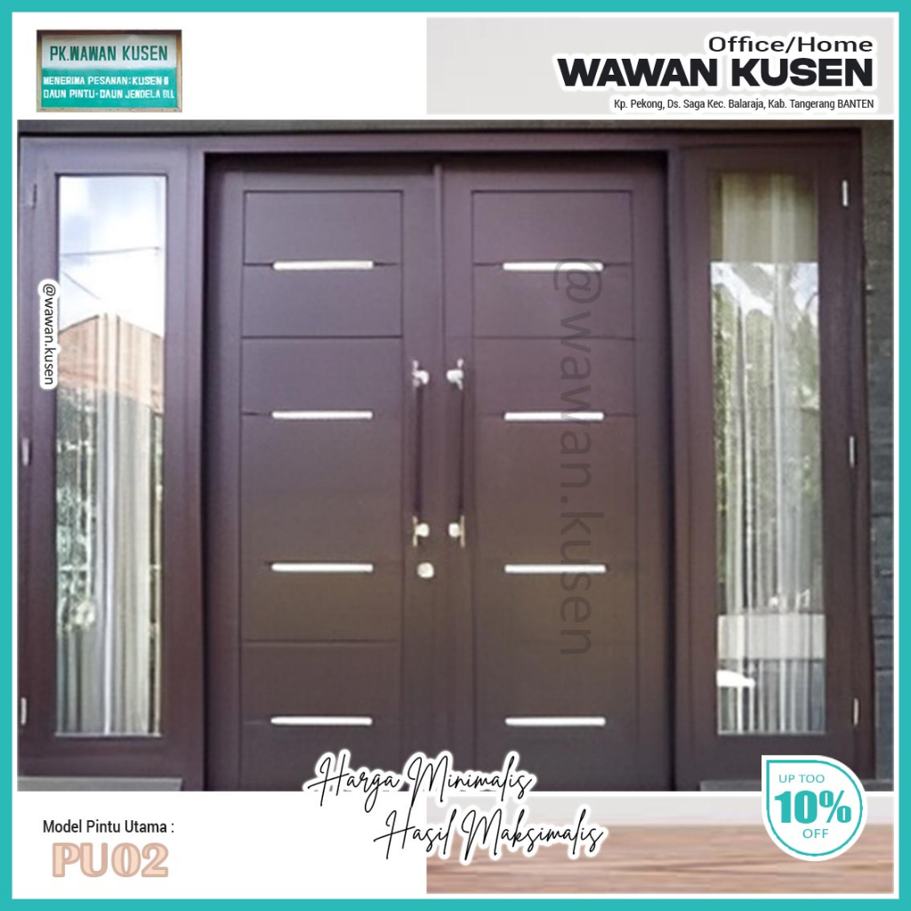 PINTU UTAMA KAYU MAHONI SOLID PREMIUM PINTU DEPAN KUSEN PINTU DAUN PINTU  / Model PU02