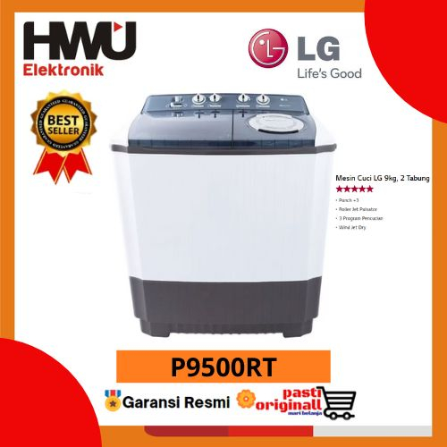 LG P9500RT MESIN CUCI 2 TABUNG 9Kg SEMI AUTO WASHER P9500-RT