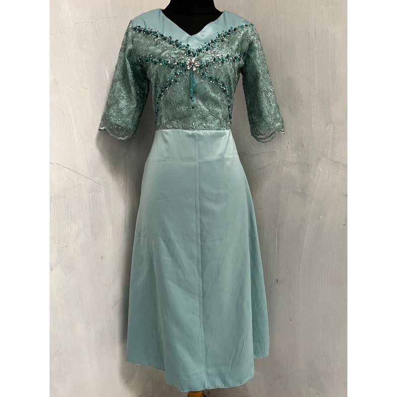 midi dress / dress payet kerah V