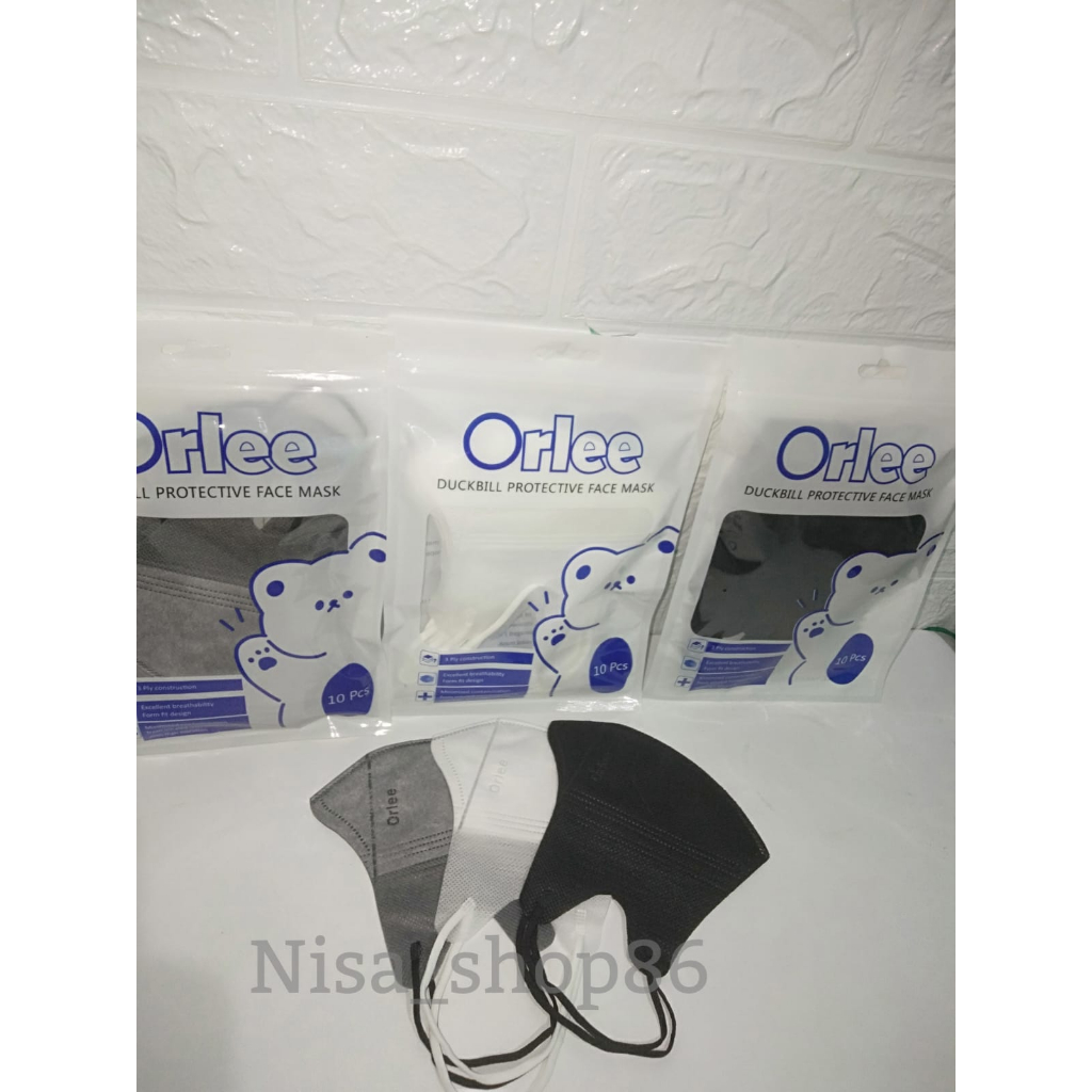 Masker Duckbill ORLEE Face Mask 3 ply Isi 10 Pcs ORIGINAL Embos Orlee