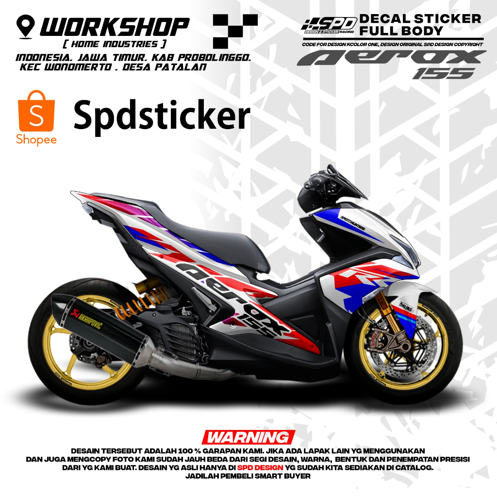 decal stiker  yamha aerox 155 tri color bmw honda  full body