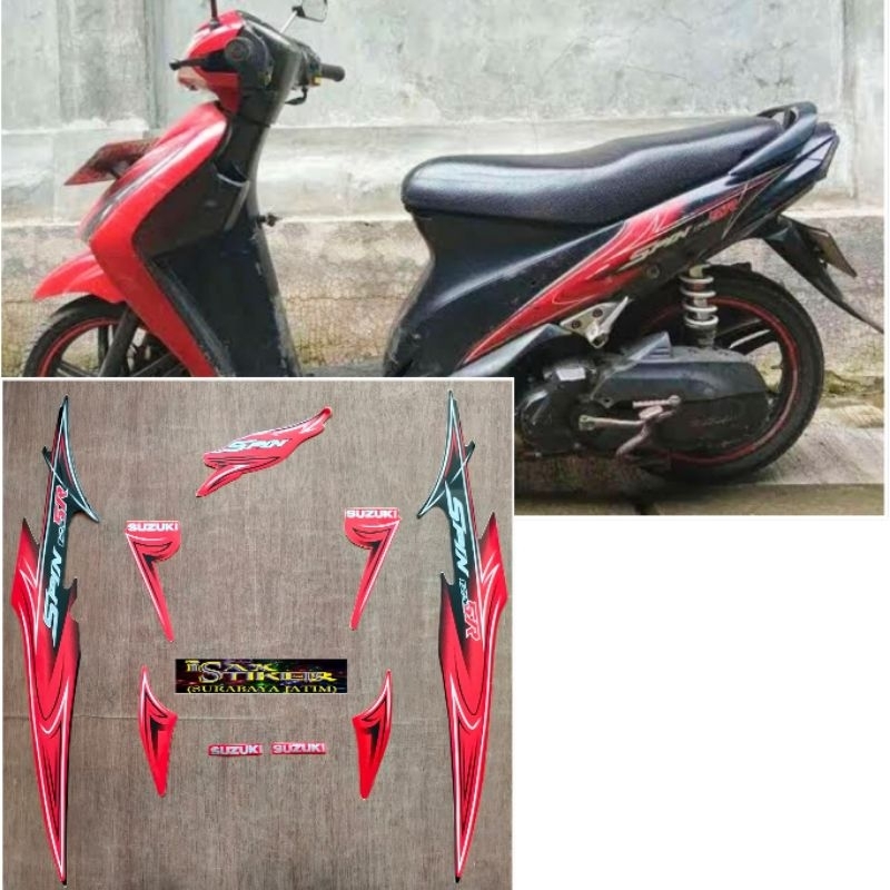 Striping Original Suzuki Spin 125 SR merah hitam tahun 2008 2009
