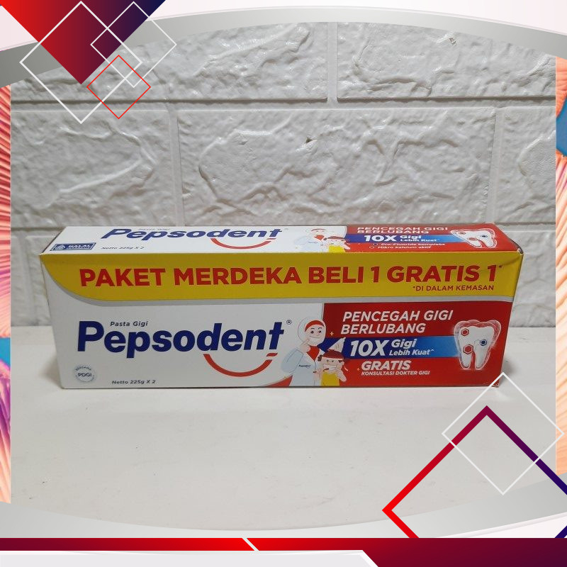 Pepsodent Paket Merdeka 225gr x 2 .